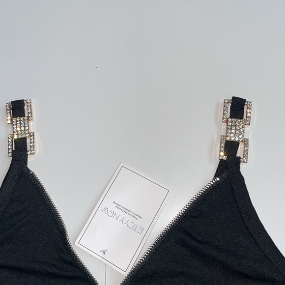 Etcyy New black mini dress with rhinestones New XL - Picture 3 of 12